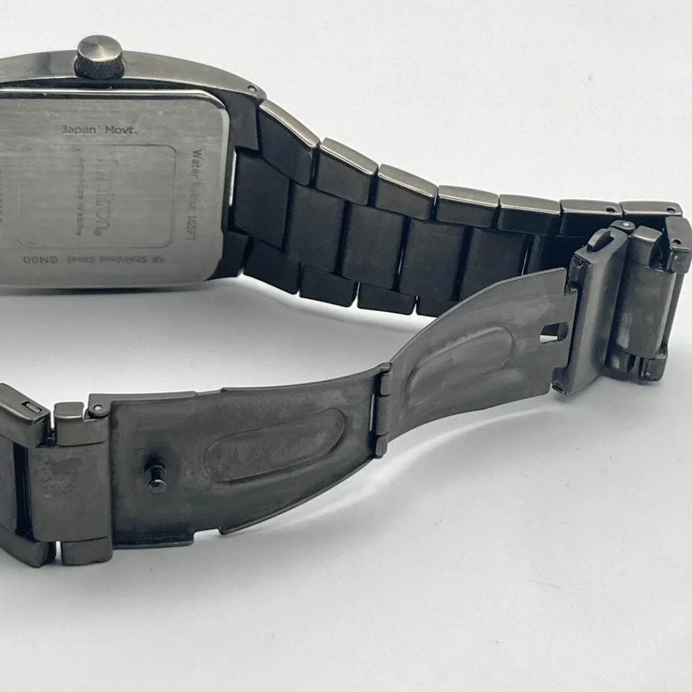 Armitron Mens Watch 39mm Gunmetal Grey Day Date Minimal 50M New Battery 7.75